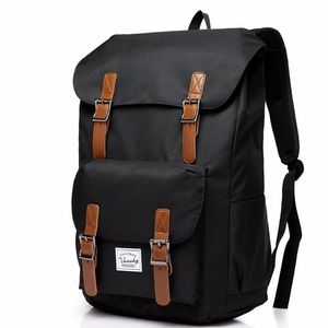 Vaschy Black Waterproof Vintage Rucksack Backpack